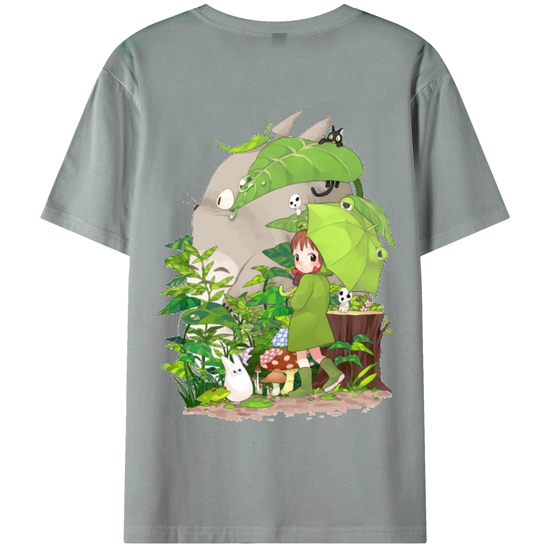 （画像用） となりのトトロ 草壁メイ 草壁サツキ My Neighbor Totoro Satsuki Kusakabe Mei Kusakabe 綿100％ メンズ半袖Tシャツ（バックプリント） 通気性